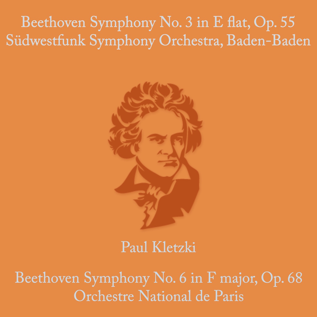 Beethoven: Symphony No.3 in E Flat & Op. 55 & Symphony No. 6 in F Major, Op. 68 by Paul Kletzki, Südwestfunk Symphony Orchestra Baden-Baden & Orchestre National de Paris album cover