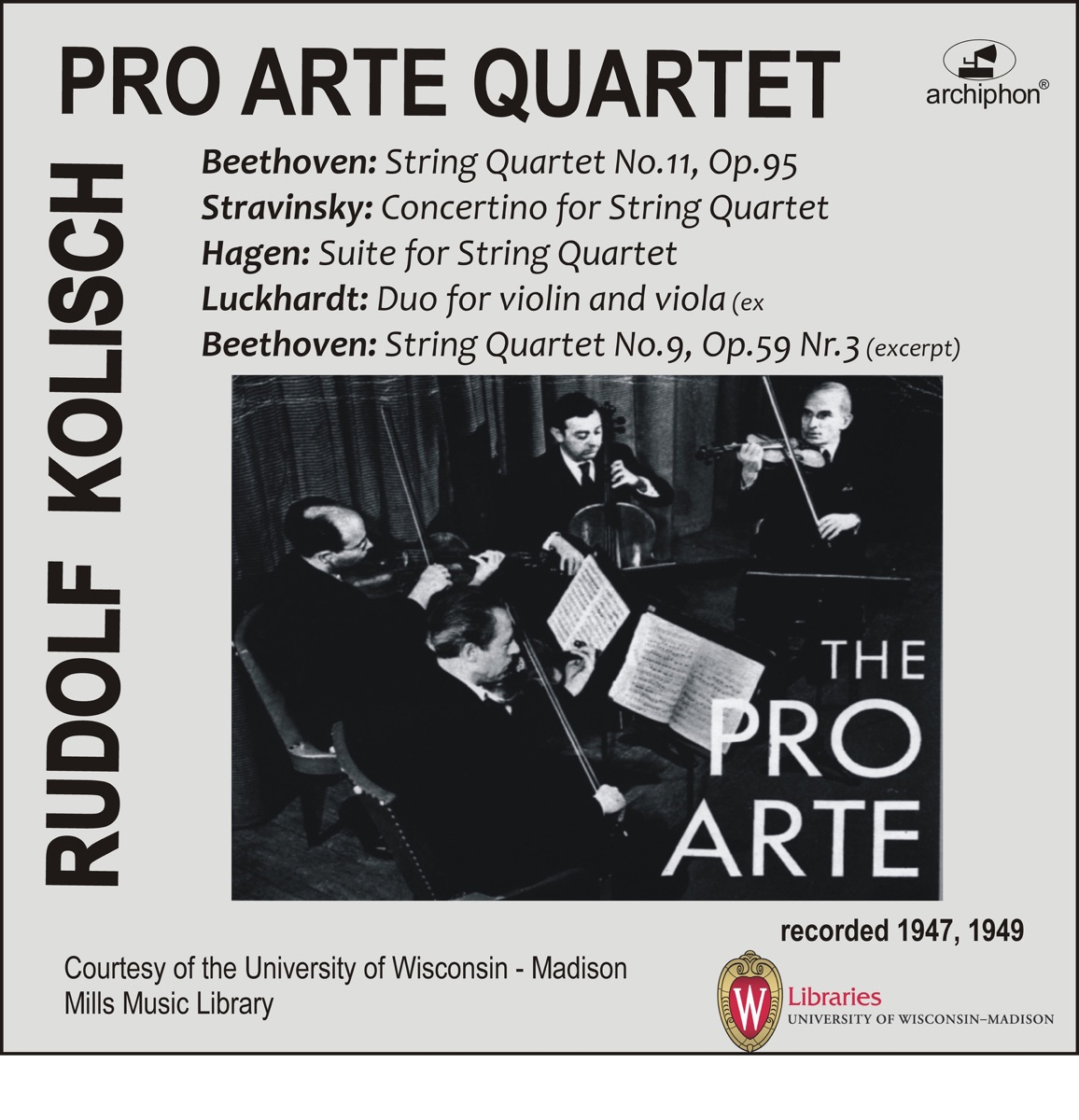Beethoven, Stravinsky, Hagen & Luckhardt: Chamber Music for Strings by Rudolf Kolisch & Pro Arte Quartet album cover