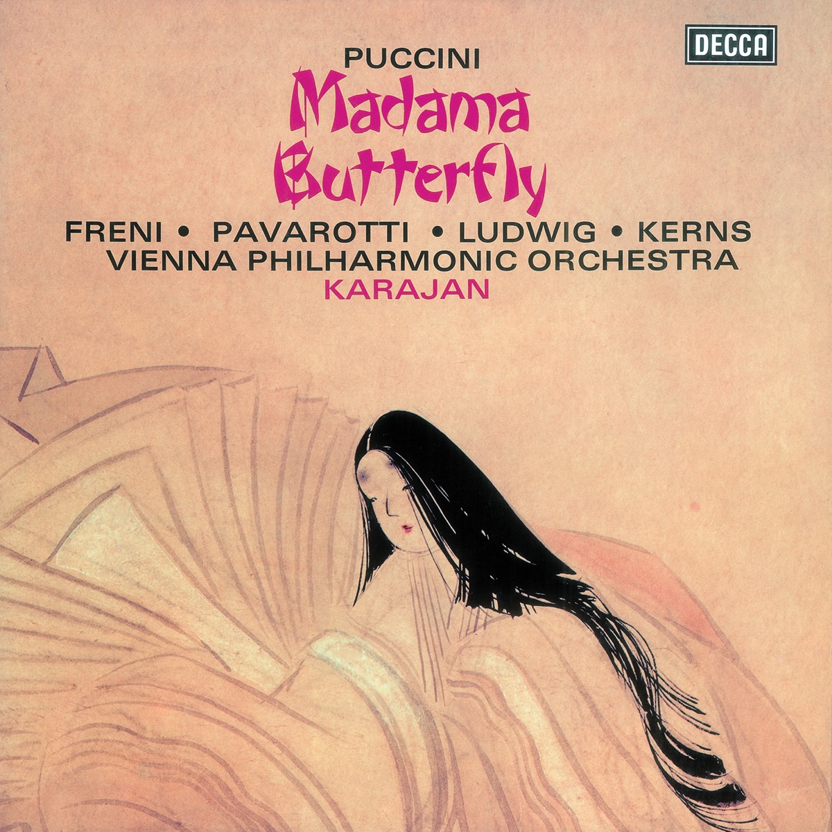 Puccini: Madama Butterfly by Luciano Pavarotti, Herbert von Karajan, Vienna Philharmonic, Mirella Freni, Christa Ludwig & Chorus of the Vienna State Opera album cover