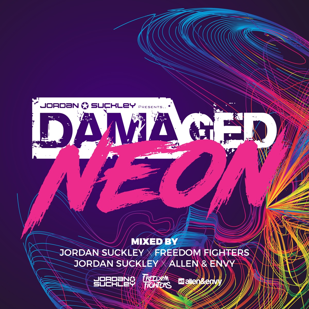 Damaged Neon by Jordan Suckley, Allen & Envy & Freedom Fighters album cover