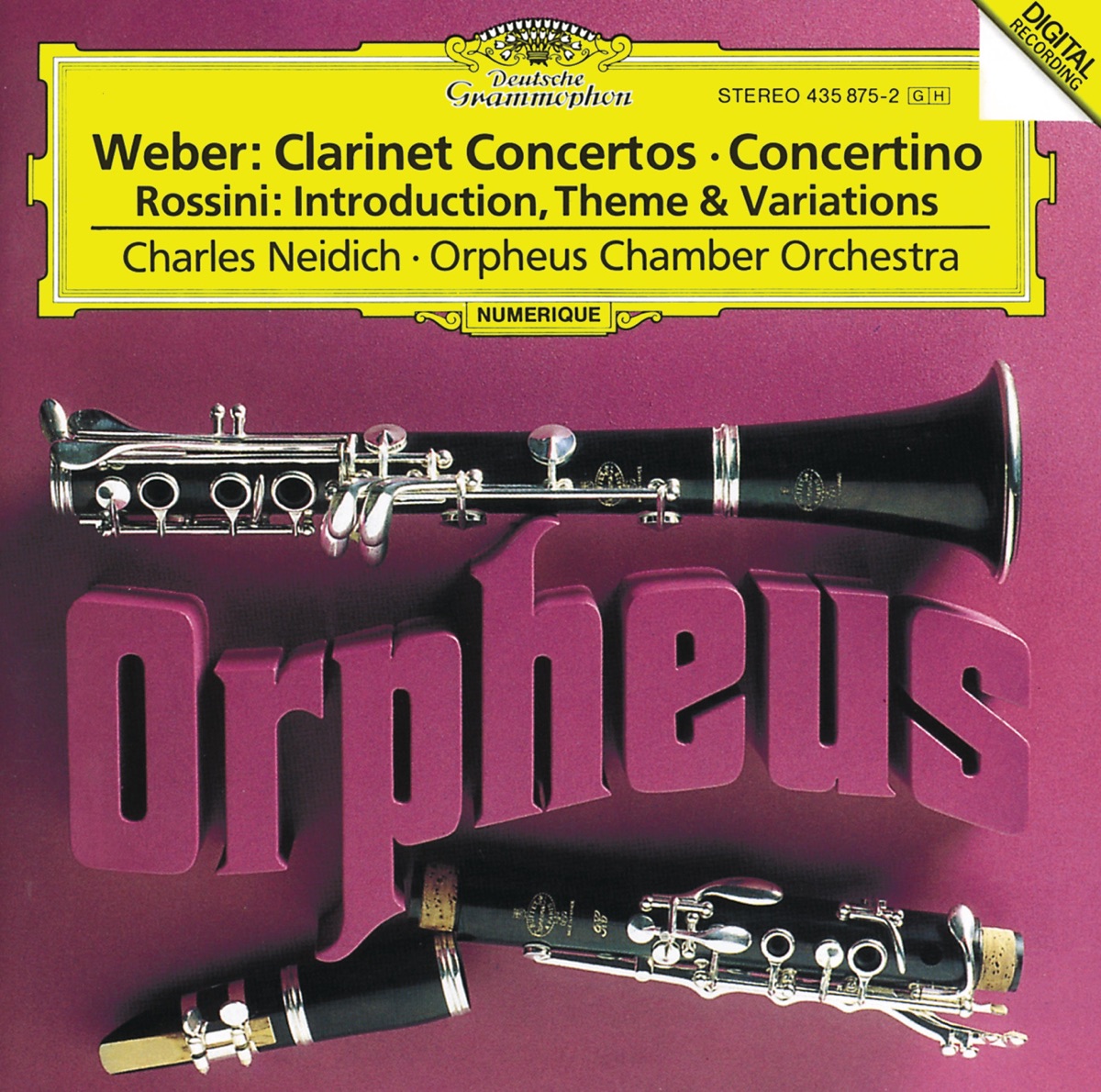 Weber: Clarinet Concertos - Rossini: Introduction, Theme and Variations by Charles Neidich & Orpheus Chamber Orchestra album cover