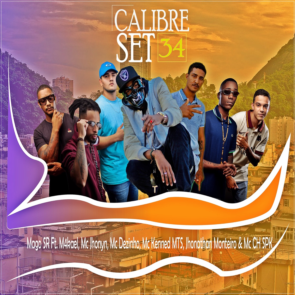 Set Calibre 34 - Single by Mago SR, Jhonathan Monteiro, M4kael, Mc Jhonyn, Mc Kenned MTS, Mc Dezinho & Mc CH SPK album cover