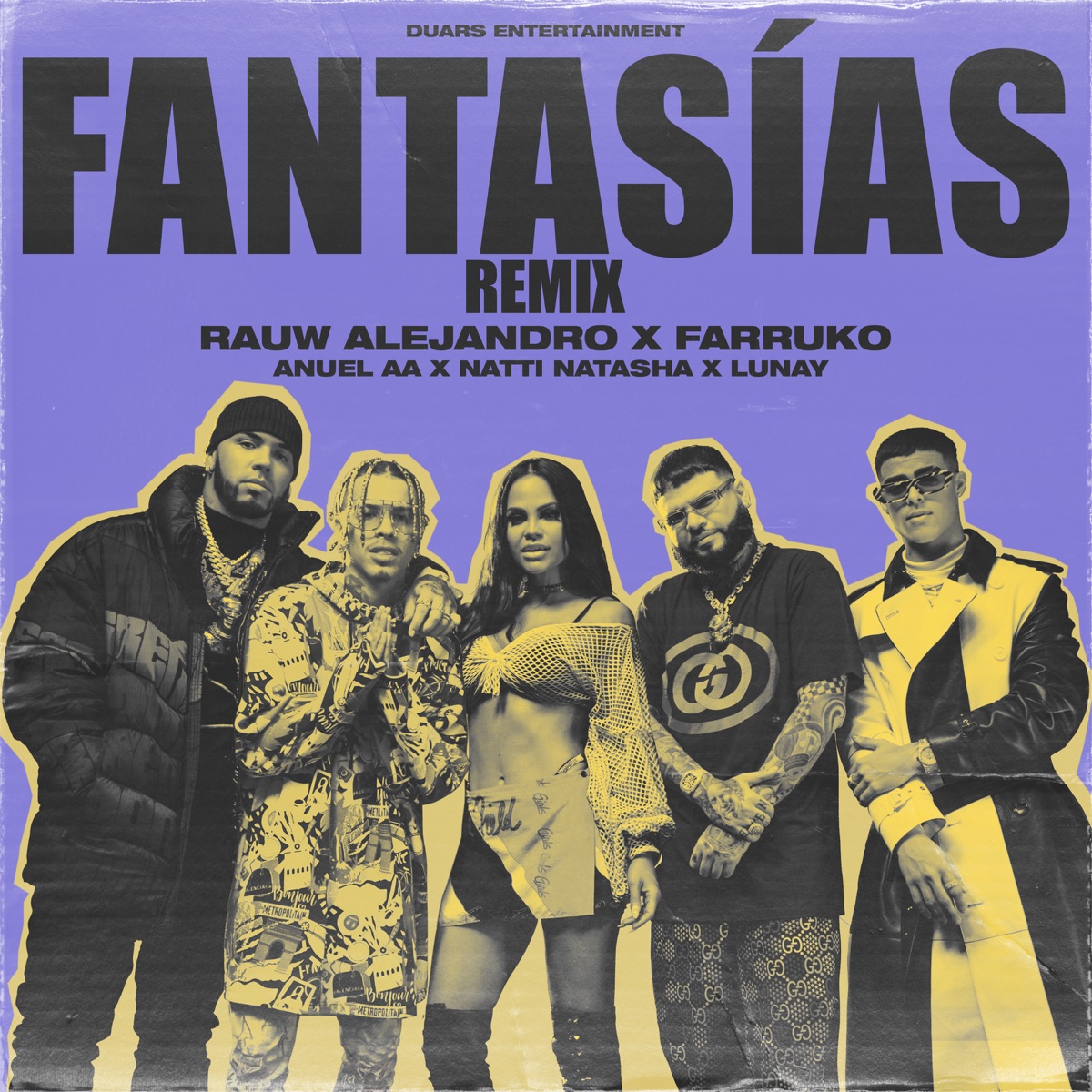 Fantasías (Remix) [feat. Farruko & Lunay] - Single by Rauw Alejandro, Anuel AA & NATTI NATASHA album cover