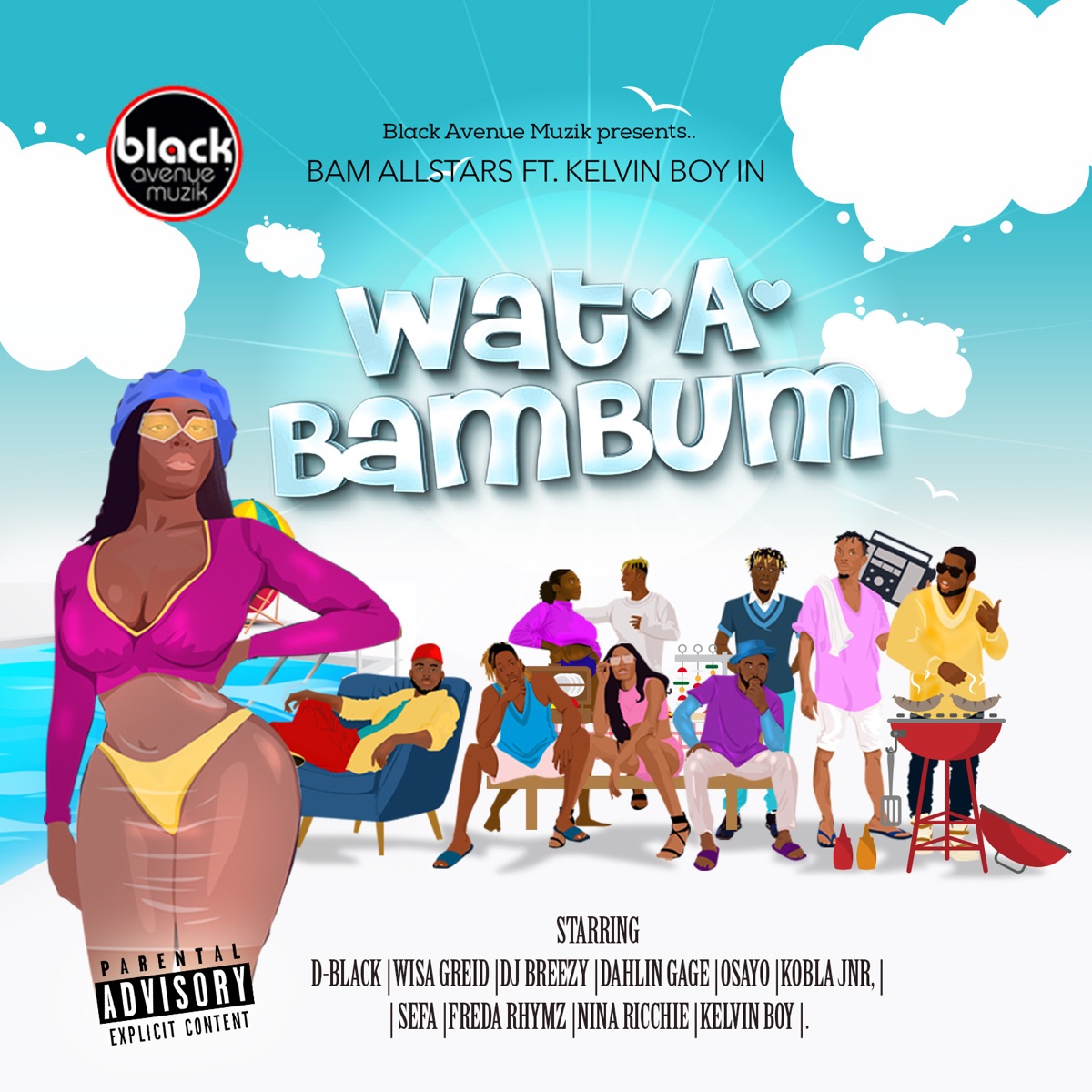 WatABamBum (feat. Wisa Greid, Kobla Jnr, Nina Ricchie, Sefa, DahLin Gage, Osayo, Freda Rhymz, D-Black & Kelvyn Boy) - Single by BAM All Stars album cover