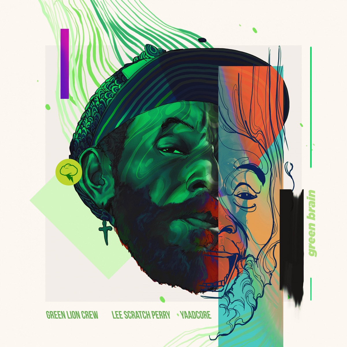 Green Brain - Single by Green Lion Crew, Lee "Scratch" Perry & Yaadcore album cover