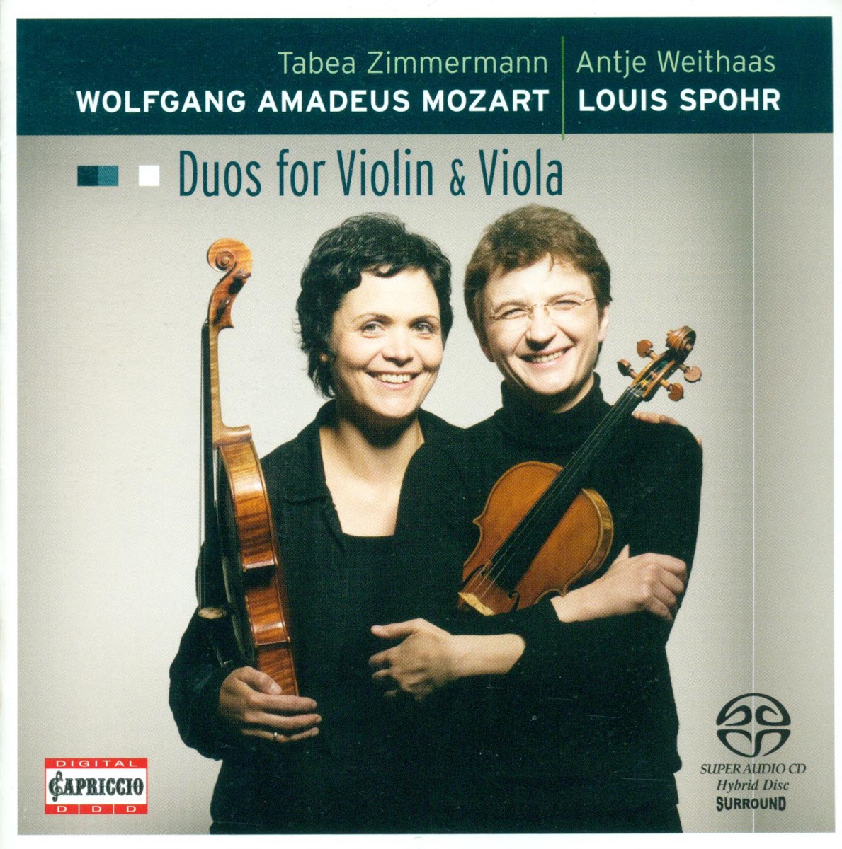 Mozart, W.A.: Duos for Violin and Viola - K. 423, 424 - Spohr, L.: Duo for Violin and Viola, Op. 13 by Tabea Zimmermann & Antje Weithaas album cover