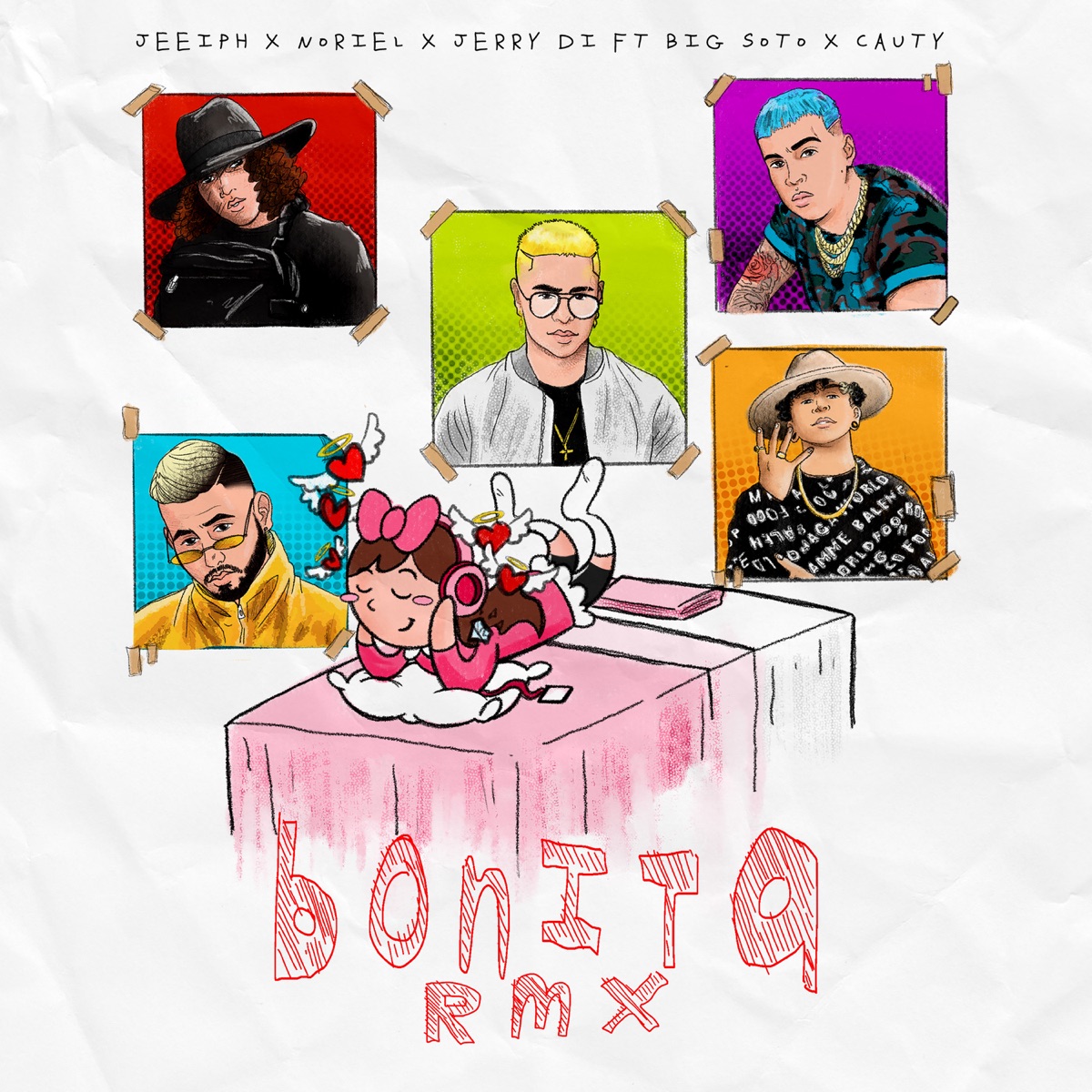 Bonita (Remix) [feat. Big Soto & Cauty] - Single by Jeeiph, Noriel & Jerry Di album cover