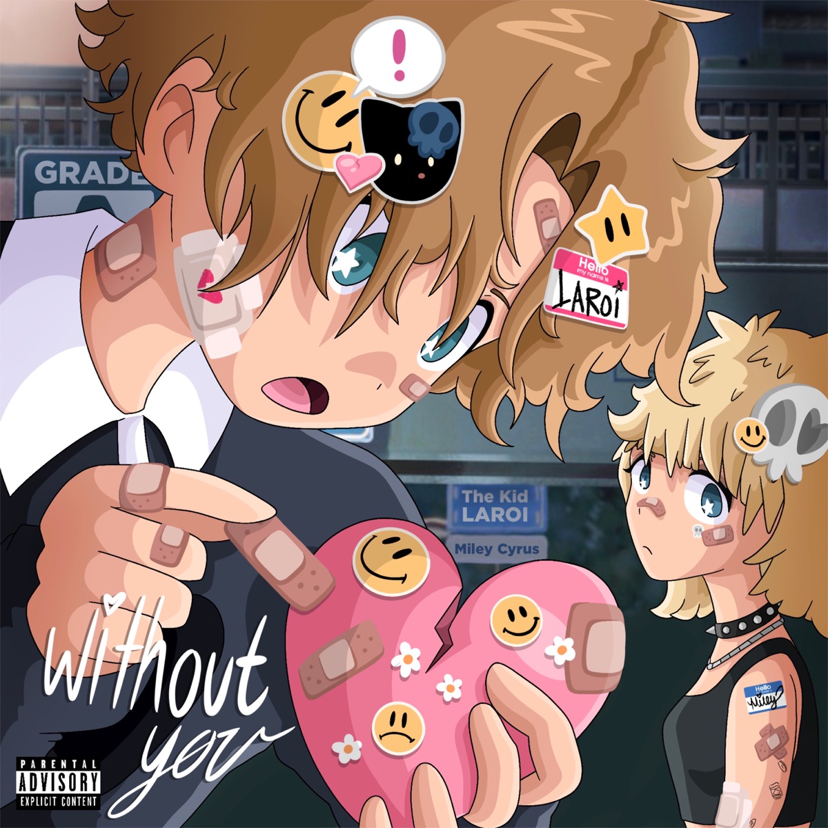 WITHOUT YOU (Miley Cyrus Remix) - Single by The Kid LAROI & Miley Cyrus album cover