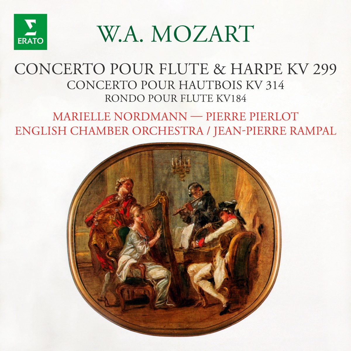 Mozart: Concerto pour flûte et harpe, Concerto pour hautbois & Rondo pour flûte et orchestre by Jean-Pierre Rampal, Marielle Nordmann, Pierre Pierlot & English Chamber Orchestra album cover