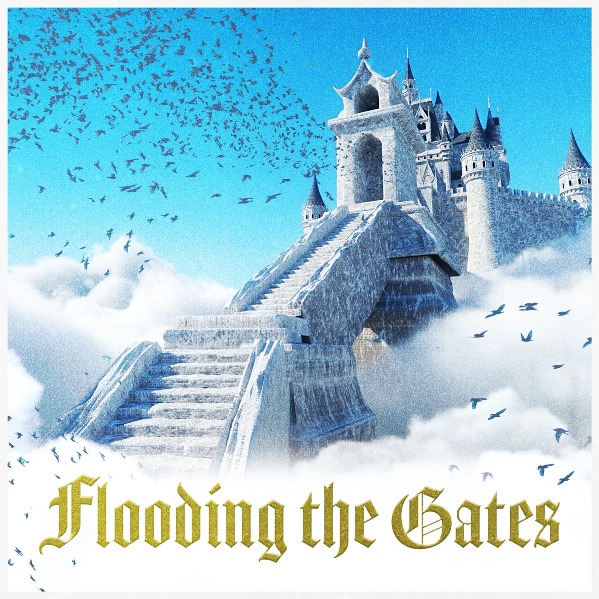Flooding the Gates - EP by Powfu, Ouse & Snøw album cover