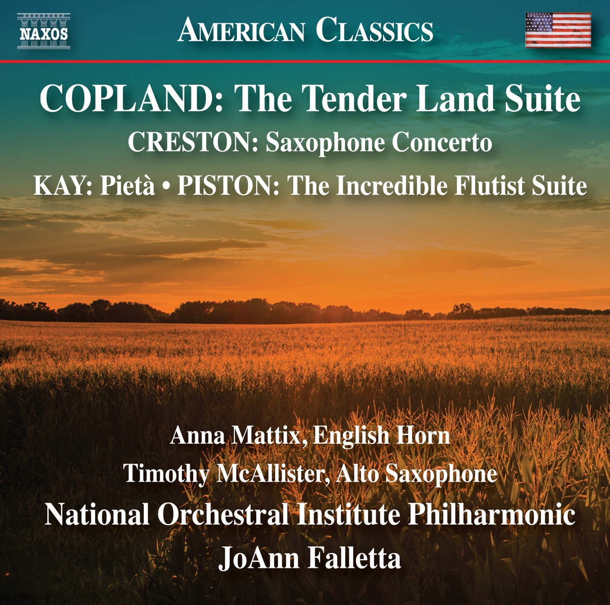 Copland, Creston & Others: Orchestral Works by Anna Mattix, Timothy McAllister, National Orchestral Institute Philharmonic & JoAnn Falletta album cover