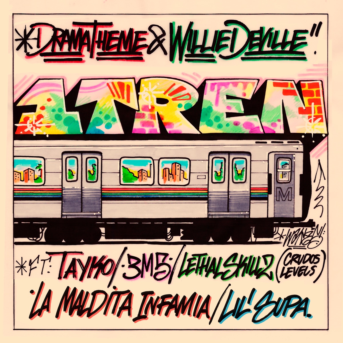 1 Tren (feat. Tayko, 3m5, Crudos Levels, Lethal Skillz, La Maldita Infamia & Lil Supa) - Single by Drama Theme & Willie DeVille album cover