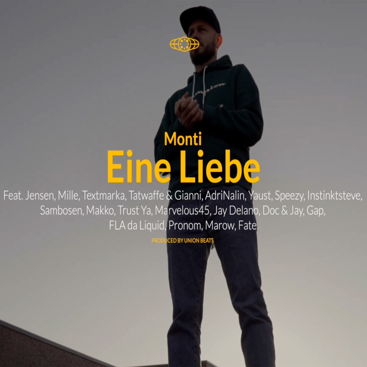 Eine Liebe (feat. Jensen, Mille, Textmarka, Tatwaffe, Gianni Navarra, AdriNalin, Yaust, Speezy, Instinktsteve, Sambosen, makko, Trust Ya, Marvelous45, Jay Delano, Doc, Jay, Gap.therapper, FLA da Liquid, Pronom427, Marow & Fate1806) - EP by Monti album cover