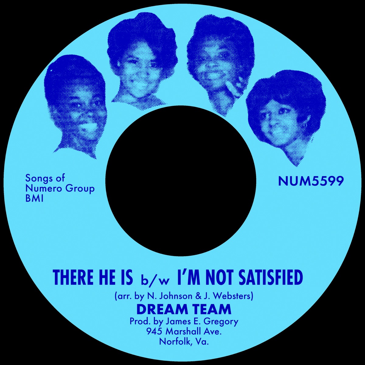 There He Is b/w I'm Not Satisfied - Single by Dream Team album cover