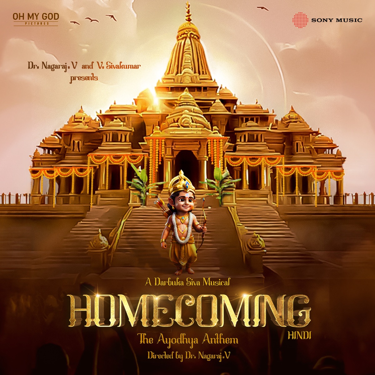 Homecoming (The Ayodhya Anthem) [Hindi] - Single by Darbuka Siva, Vijay Prakash & Pavithra Chari album cover