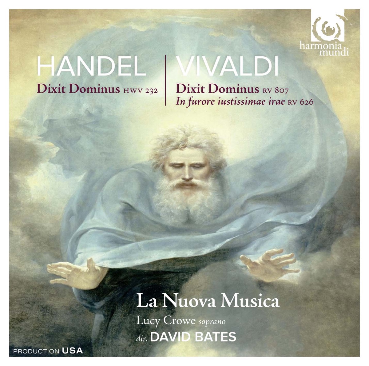 Handel: Dixit Dominus / Vivaldi: Dixit Dominus; In furore iustissimae irae by David Bates, La Nuova Musica & Lucy Crowe album cover