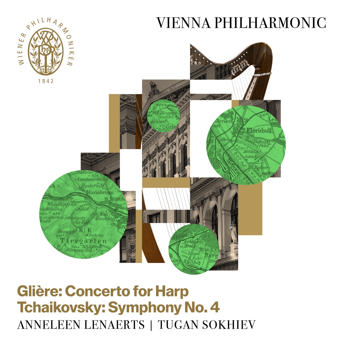Glière: Concerto for Harp - Tchaikovsky: Symphony No. 4 (Live) by Vienna Philharmonic, Tugan Sokhiev & Anneleen Lenaerts album cover