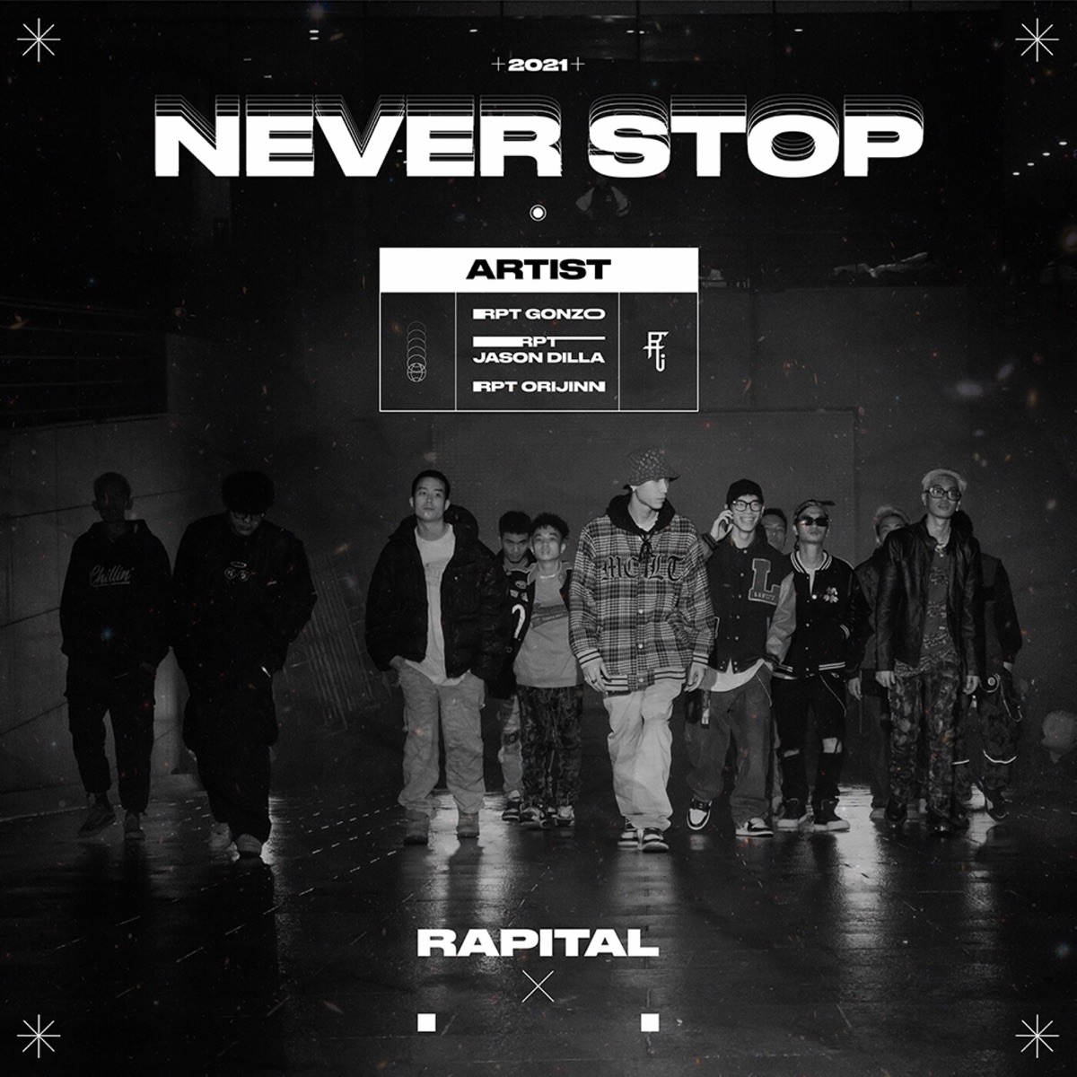 Never Stop (feat. RPT JasonDilla, RPT Orijinn & RPT Gonzo) - Single by Rapital album cover