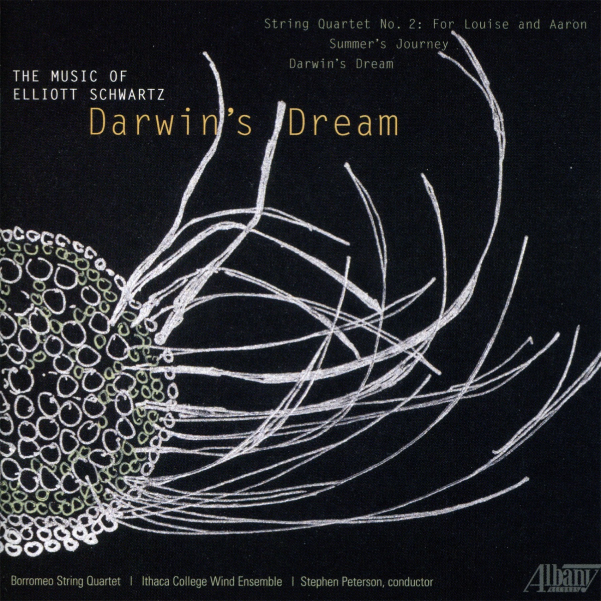 Elliott Schwartz: Darwin's Dream by The Borromeo String Quartet, Elizabeth Shuhan, Ithaca College Wind Ensemble, Stephen Peterson, Alex Shuhan & Elliott Schwartz album cover