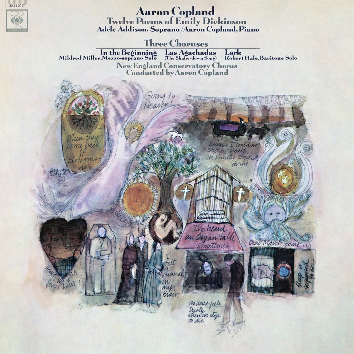 Copland: 12 Poems of Emily Dickinson & Las Agachadas & In the Beginning by Aaron Copland, Adele Addison, New England Conservatory Chorus & Mildred Miller album cover