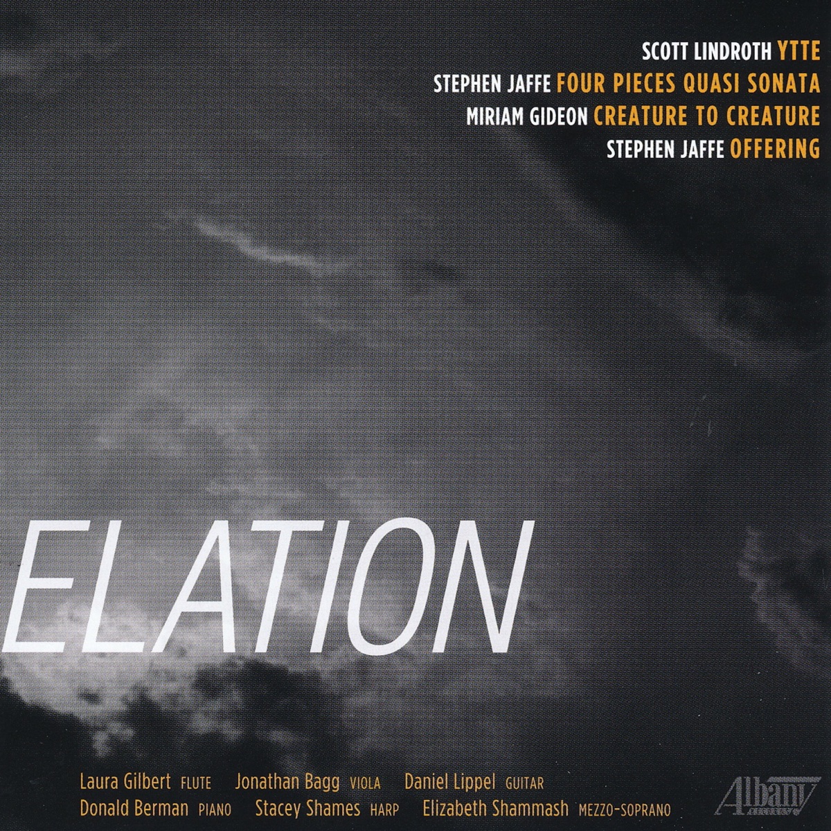 Elation: Works by Gideon, Jaffe, and Lindroth by Jonathan Bagg, Laura Gilbert & Elizabeth Shammash album cover