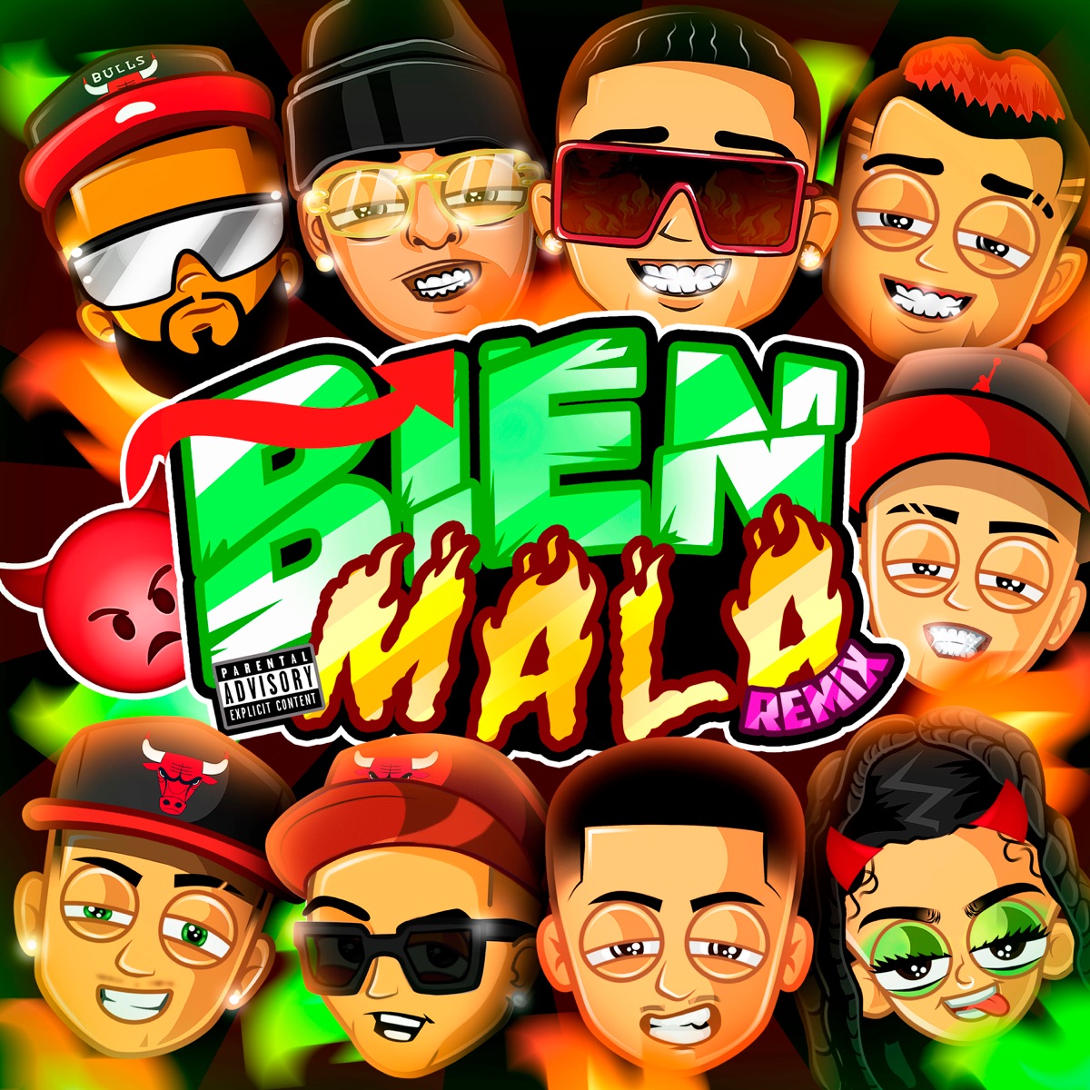 Bien Mala (Remix) [feat. Jowell, Franco "El Gorilla", Cris Mj, El Bai, Tunechikidd & Flor De Rap] - Single by Zyron, Ñengo Flow & Marcianeke album cover