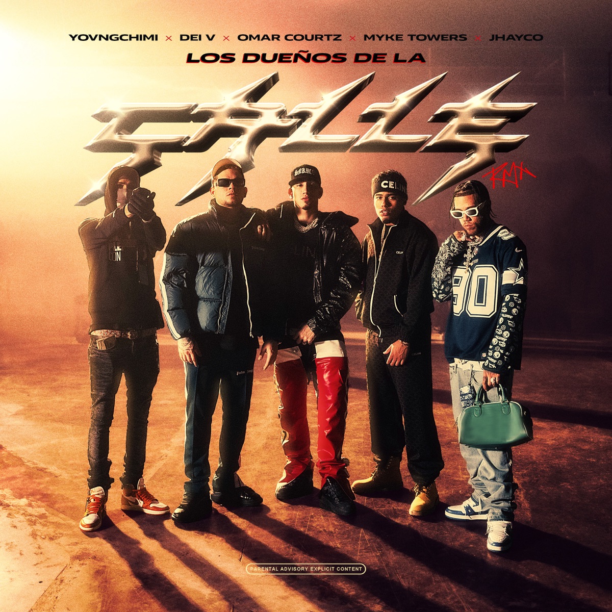 LOS DUEÑOS DE LA CALLE (Remix) [feat. Myke Towers & YOVNGCHIMI] - Single by Omar Courtz, JHAYCO & Dei V album cover artwork