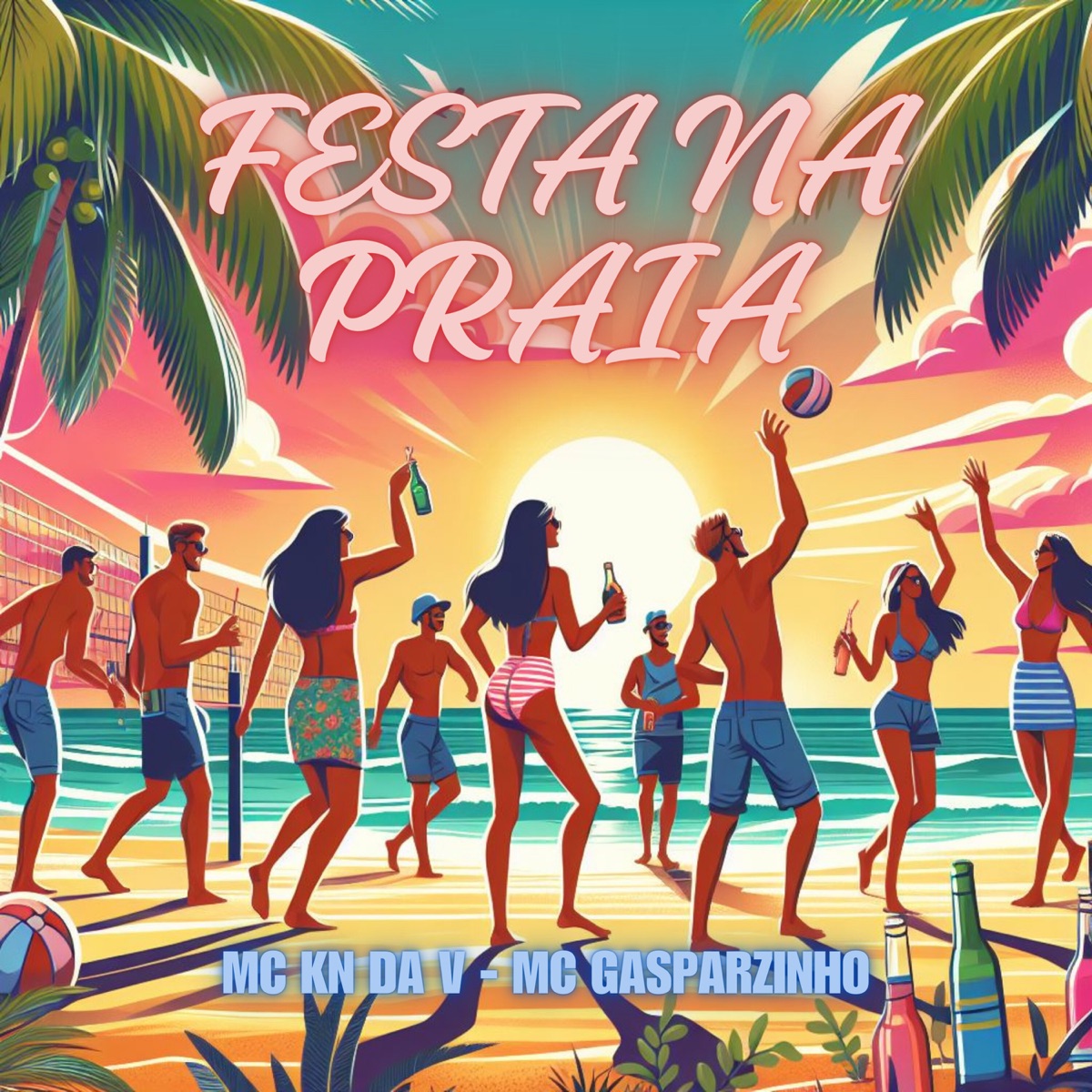 Festa na Praia - Single by MC KN DA V & Mc Gasparzinho album cover