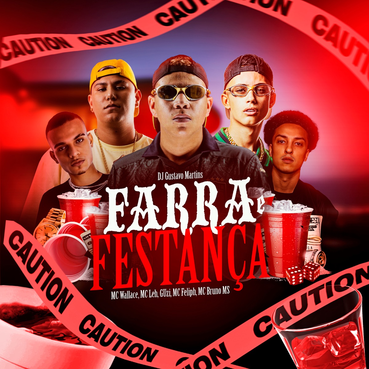 Farra e Festança - Single by Mc Wallace, GUZI, Mc Leh & MC FELIPH album cover