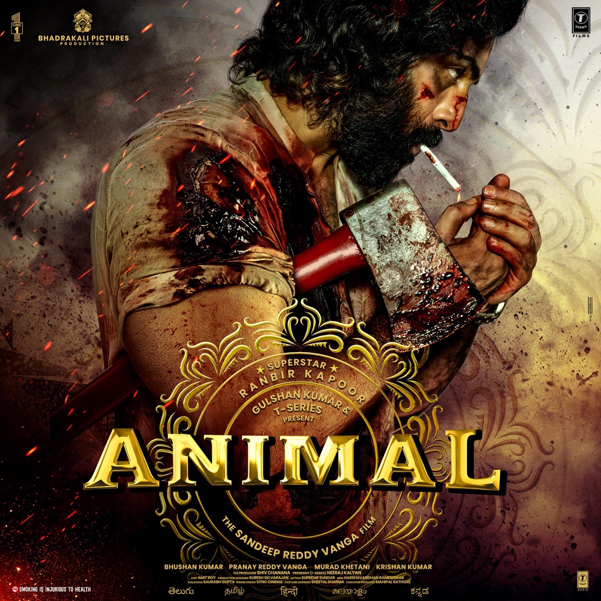 ANIMAL (Original Motion Picture Soundtrack) by Manan Bhardwaj, Bhupinder Babbal, Jam8, Manoj Muntashir, Shreyas Puranik, Siddharth-Garima, Harshavardhan Rameshwar, Raj Shekhar, Vishal Mishra, Jaani & Ashim Kemson album cover