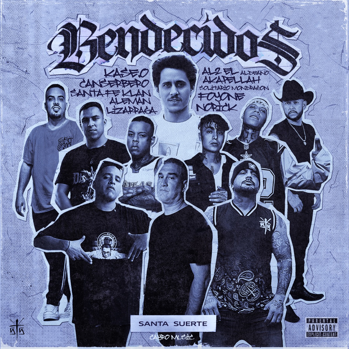 Bendecidos - Single by Alemán, Akapellah, Canserbero, Kase.O, santa suerte, Santa Fe Klan, Al2 El Aldeano, Foyone, Toño Lizarraga, Solitario Mondragon & Norick album cover