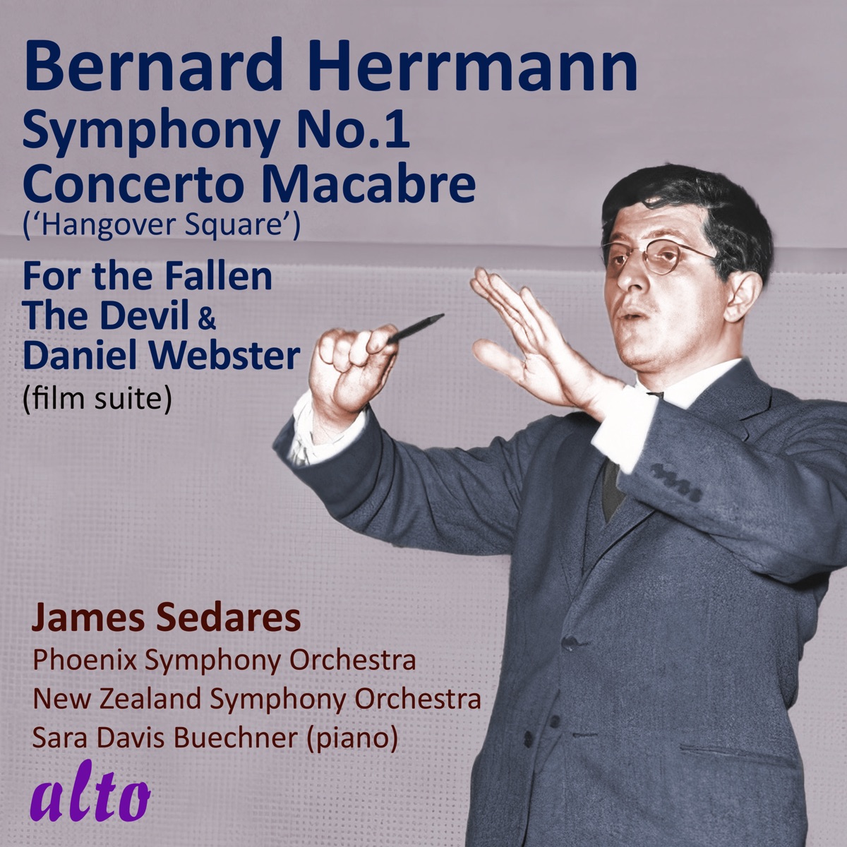 Herrmann: Symphony No. 1, Concerto Macabre by Sara Davis Buechner, James Sedares, New Zealand Symphony & Phoenix Symphony album cover
