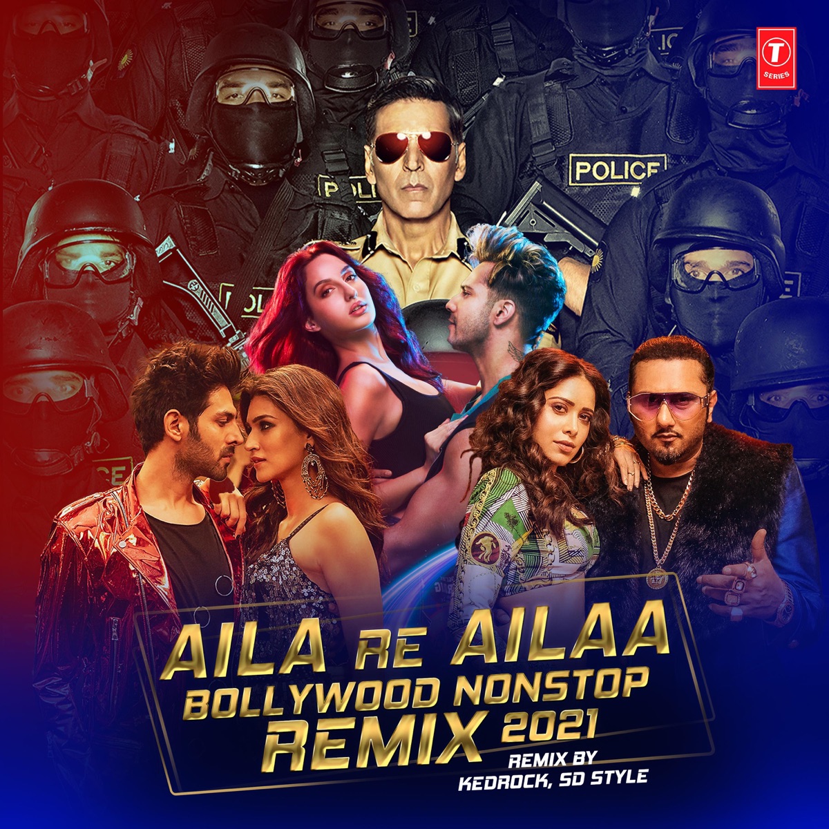 Aila Re Ailaa - Bollywood Nonstop Remix 2021 by Arijit Singh, Asees Kaur, B. Praak, Badshah, Dev Negi, Dhvani Bhanushali, Guru Randhawa, Himesh Reshammiya, Hommie Dilliwala, Ikka, Jassie Gill, Jubin Nautiyal, Neha Kakkar, Nikhita Gandhi, Parampara Thakur, Payal Dev, Sachet Tandon, Tanishk Bagchi, Tulsi Kumar, Yo Yo Honey Singh, Kedrock, Sd Style, A.R. Rahman, Arko, Dilip Sen-Sameer Sen, Dj Chetas, Lijo George-Dj Chetas, Meet Bros, Mika Singh, Music Mg, Nusrat Fateh Ali Khan, Pritam, Sajid-Wajid, Sohail Sen, Vee, Vishal Mishra, Vishal & Shekhar & White Noise Studio's album cover
