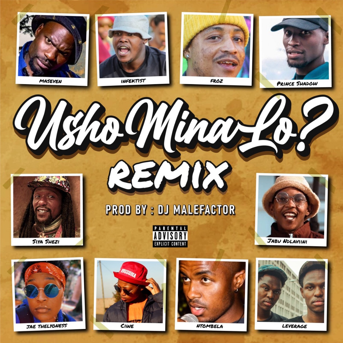 Usho Mina Lo (feat. Siya Shezi, Froz, Maseven, Prince Shadow, Leverage_A1 & Ntombela) [Remix] - Single by DJ Malefactor album cover