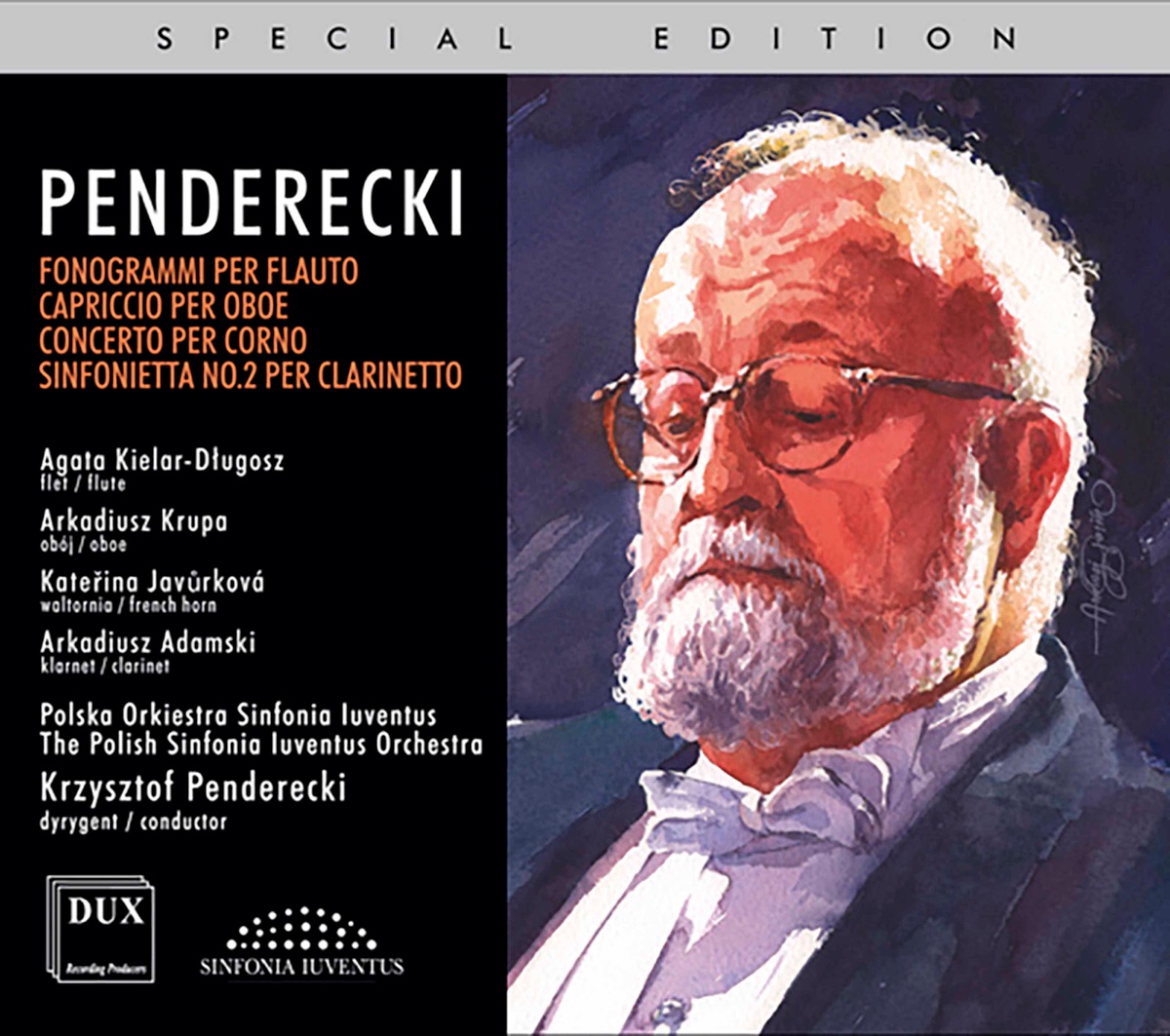 Penderecki: Concertos for Wind Instruments & Orchestra (Special Edition) by Polish Sinfonia Iuventus Orchestra & Krzysztof Penderecki album cover
