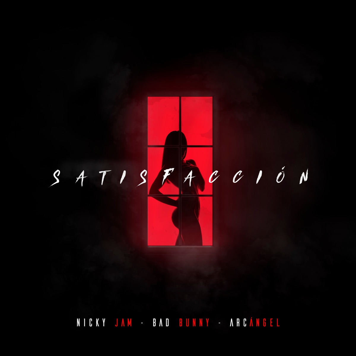 Satisfacción - Single by Nicky Jam, Bad Bunny & Arcángel album cover artwork