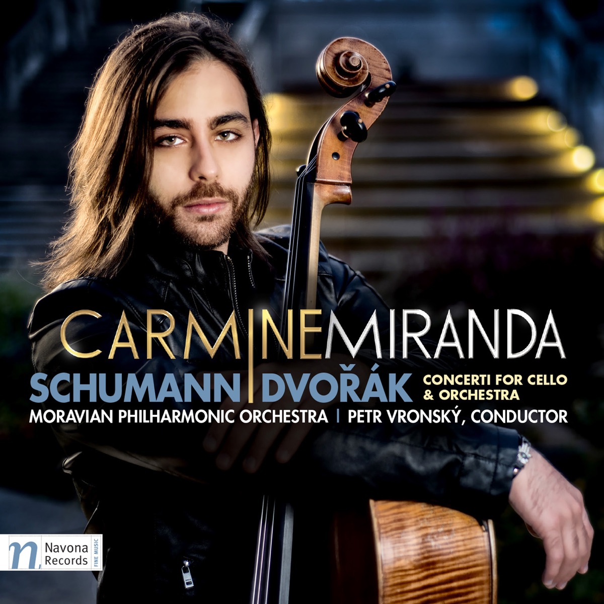 Schumann & Dvořák: Cello Concertos by Carmine Miranda, Moravian Philharmonic Orchestra & Petr Vronský album cover
