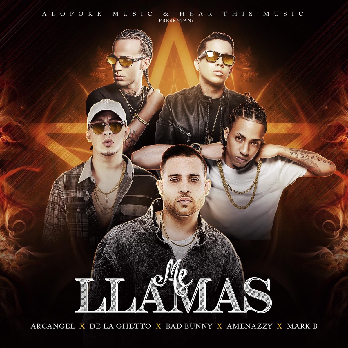 Me Llamas - Single by Arcángel, Mark B., De La Ghetto, Bad Bunny & Amenazzy album cover artwork