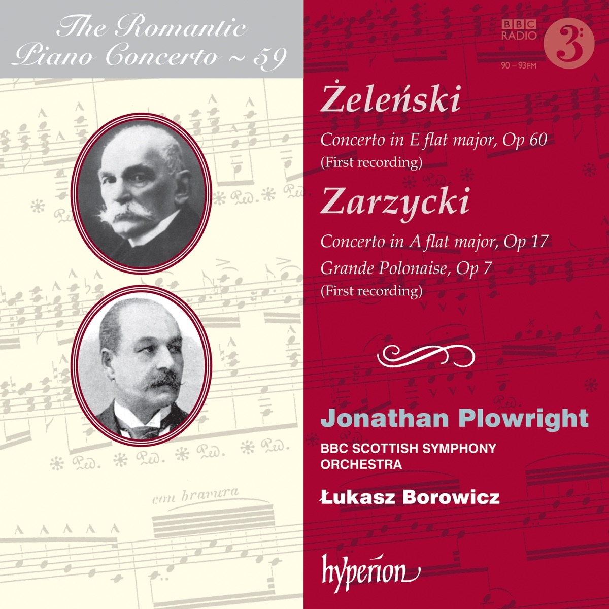 Zarzycki & Żeleński: Piano Concertos by Jonathan Plowright, BBC Scottish Symphony Orchestra & Łukasz Borowicz album cover