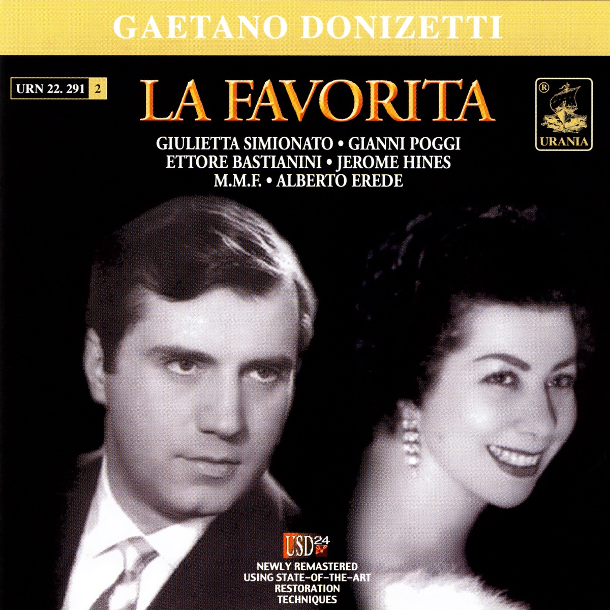 Donizetti: La Favorita by Ettore Bastianini, Giulietta Simionato, Gianni Poggi, Orchestra del Maggio Musicale Fiorentino & Alberto Erede album cover