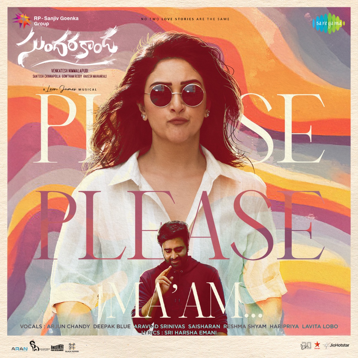 Please Please Ma'am (From "Sundarakanda") - Single by Arjun Chandy, Deepak Blue, Aravind Srinivas, Leon James, Sai Sharan, Reshma Shyam, Haripriya, Lavita Lobo & Sri Harsha Emani album cover