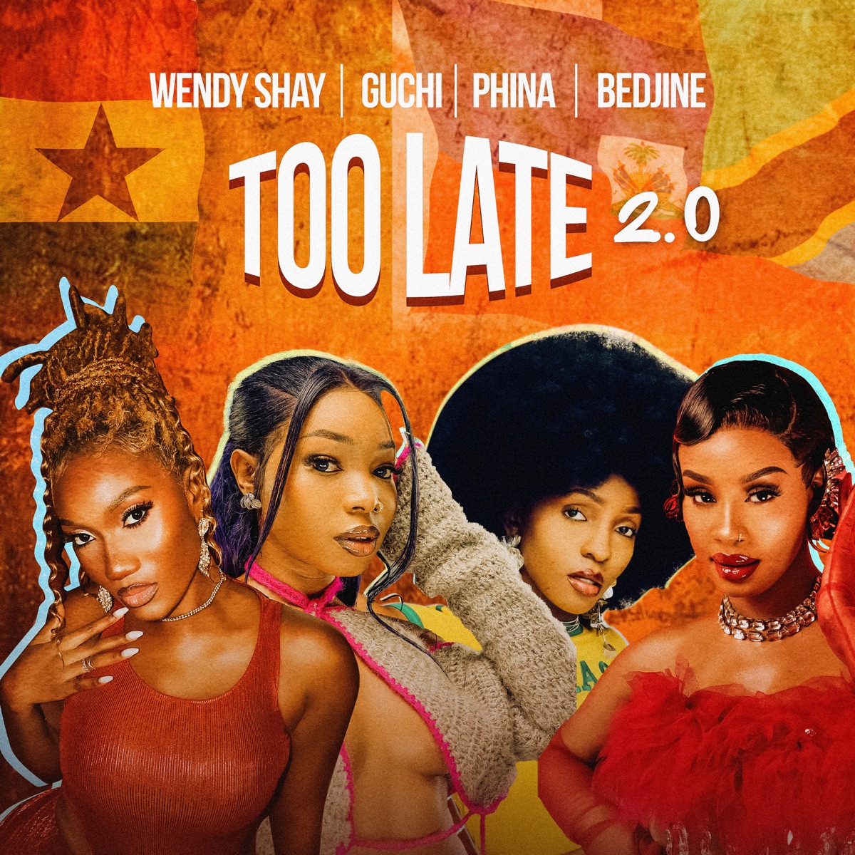 Too Late (2.0) [feat. Bedjine] - Single by Wendy Shay, Guchi & Phina album cover