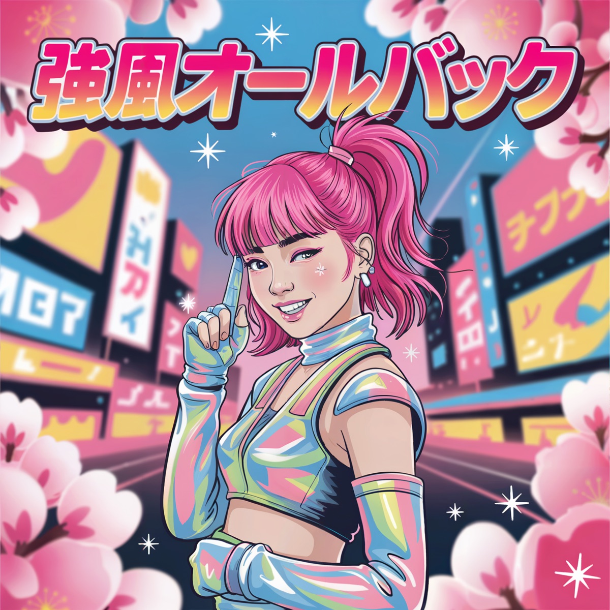 強風オールバック (Kyoufuu All Back) [feat. Kairiki Bear] - Single by Samfree, Chumino, IKASAN, gigaP & NILFRUITS album cover