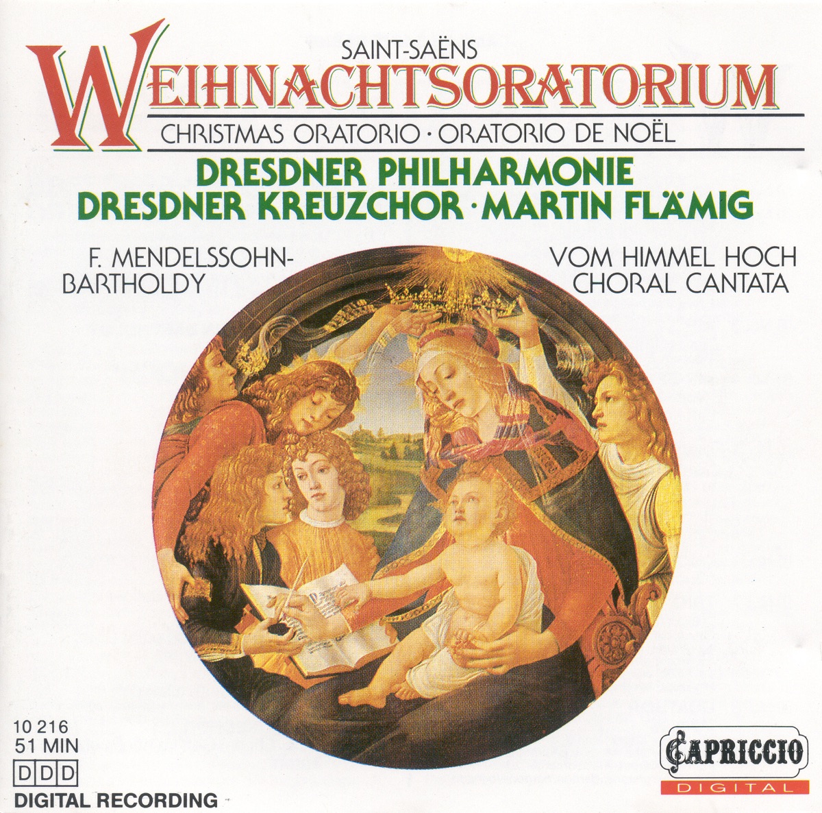 Saint-Saëns: Oratorio de Noël, Op. 12 - Mendelssohn: Vom Himmel hoch, MWV A 10 by Dresden Philharmonic Orchestra, Annette Markert, Ute Selbig, Armin Ude, Elisabeth Wilke, Egbert Junghanns, Martin Flämig, Michael-Christfried Winkler, Jutta Zoff & Dresden Kreuzchor album cover