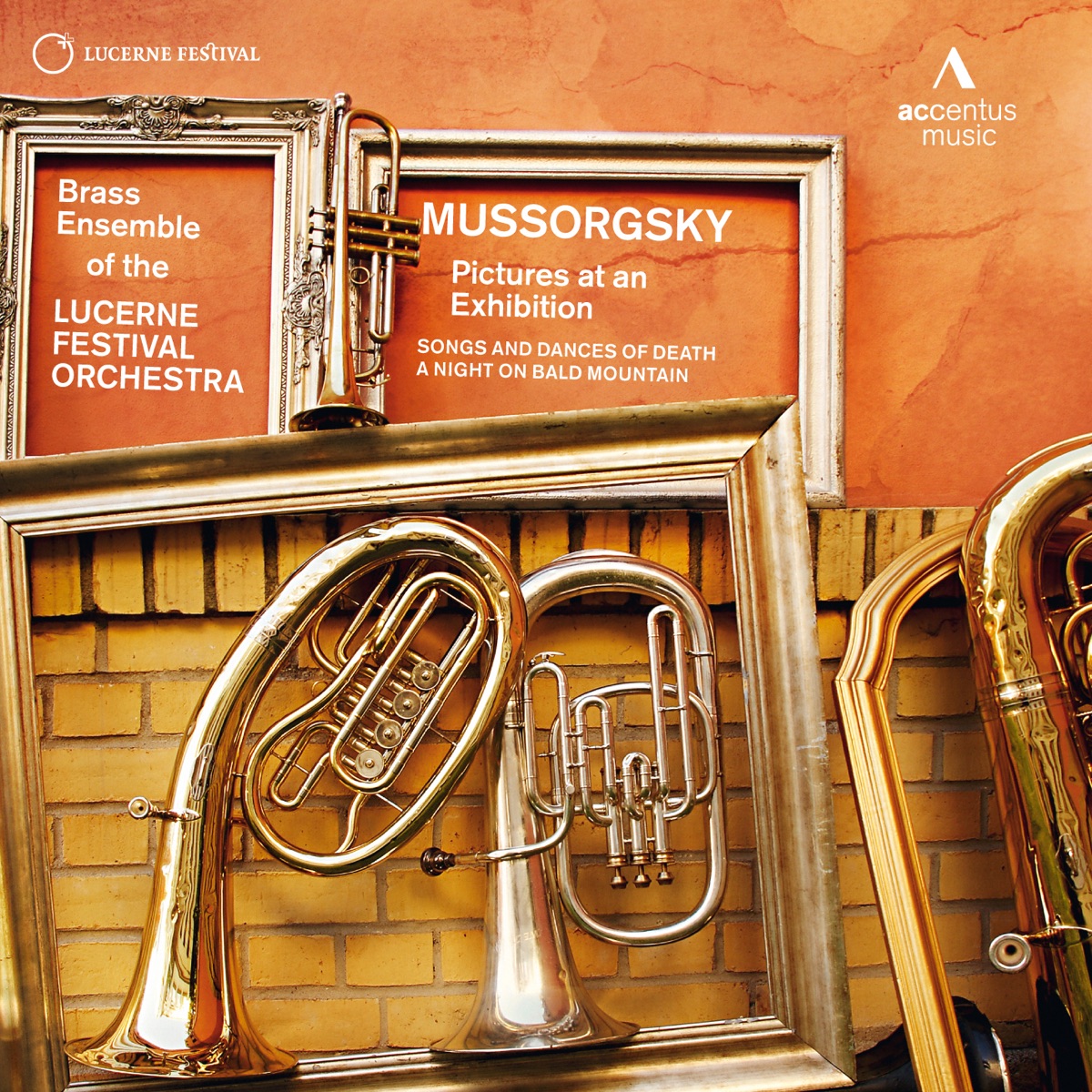 Mussorgsky: Pictures at an Exhibition, Songs & Dances of Death & Night on Bald Mountain (Arr. for Brass Ensemble) by Lucerne Festival Orchestra Brass & Lutz Kohler album cover