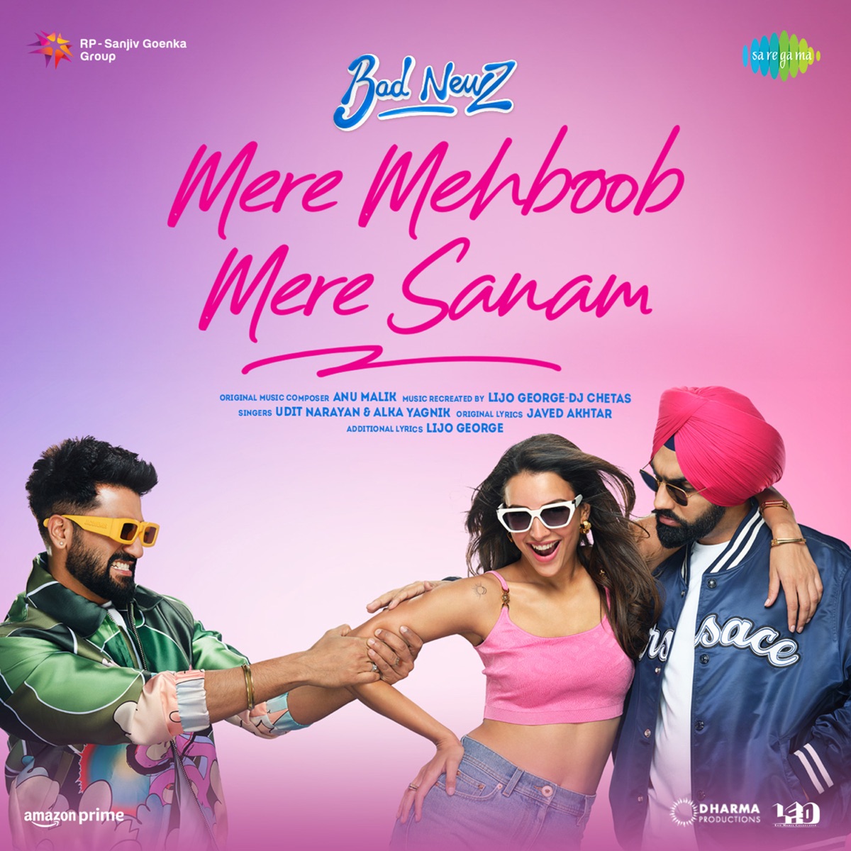 Mere Mehboob Mere Sanam (From "Bad Newz") - Single by Udit Narayan, Alka Yagnik, Lijo George - Dj Chetas, Anu Malik & Javed Akhtar album cover