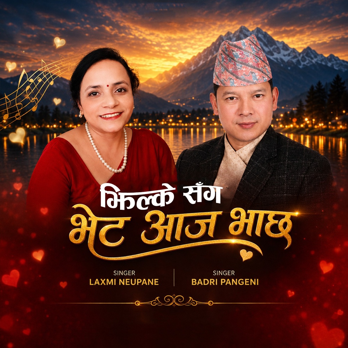 Jhilke Sanga - Single by Badri Pangeni & Laxmi Neupane album cover