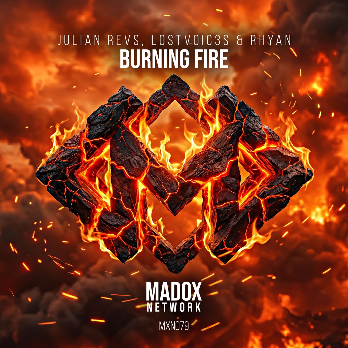 Burning Fire - Single by Julian Revs, Rhyan & LostVoic3s album cover