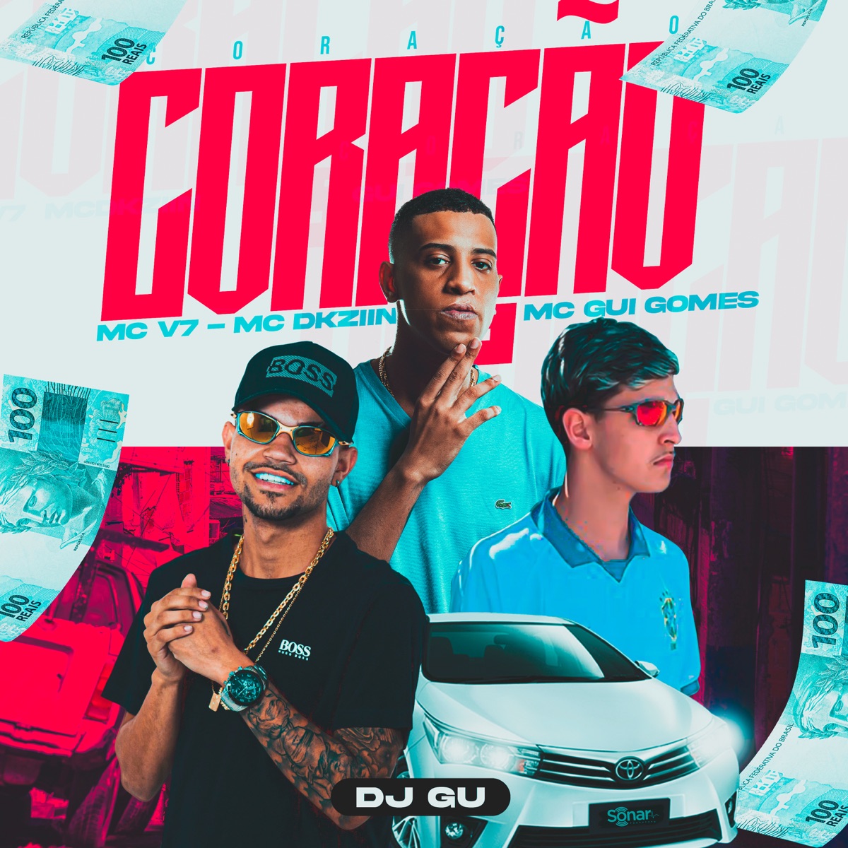 Coração (feat. DJ Gu) - Single by MC V7, Mc Dkziin & MC Gui Gomes album cover