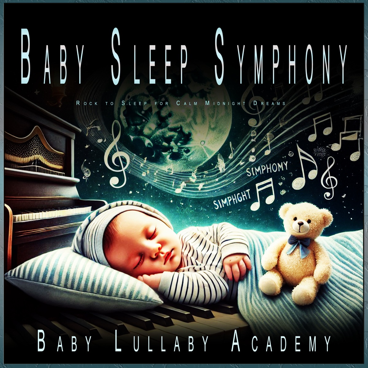 Baby Sleep Symphony: Rock to Sleep for Calm Midnight Dreams by Baby Lullaby Academy & Aveda Blue album cover artwork